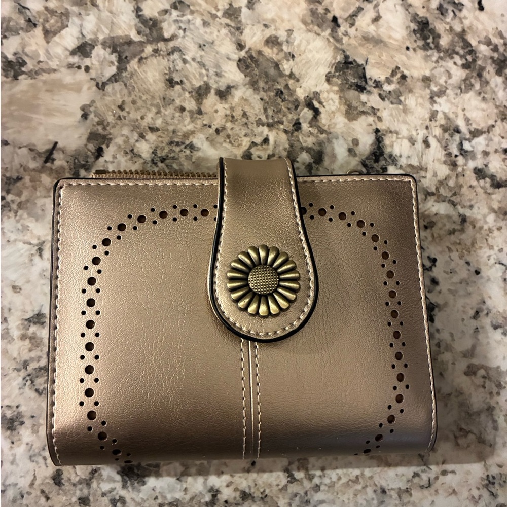 Sendefn Chic Bronze Women's Wallet with Floral Accent